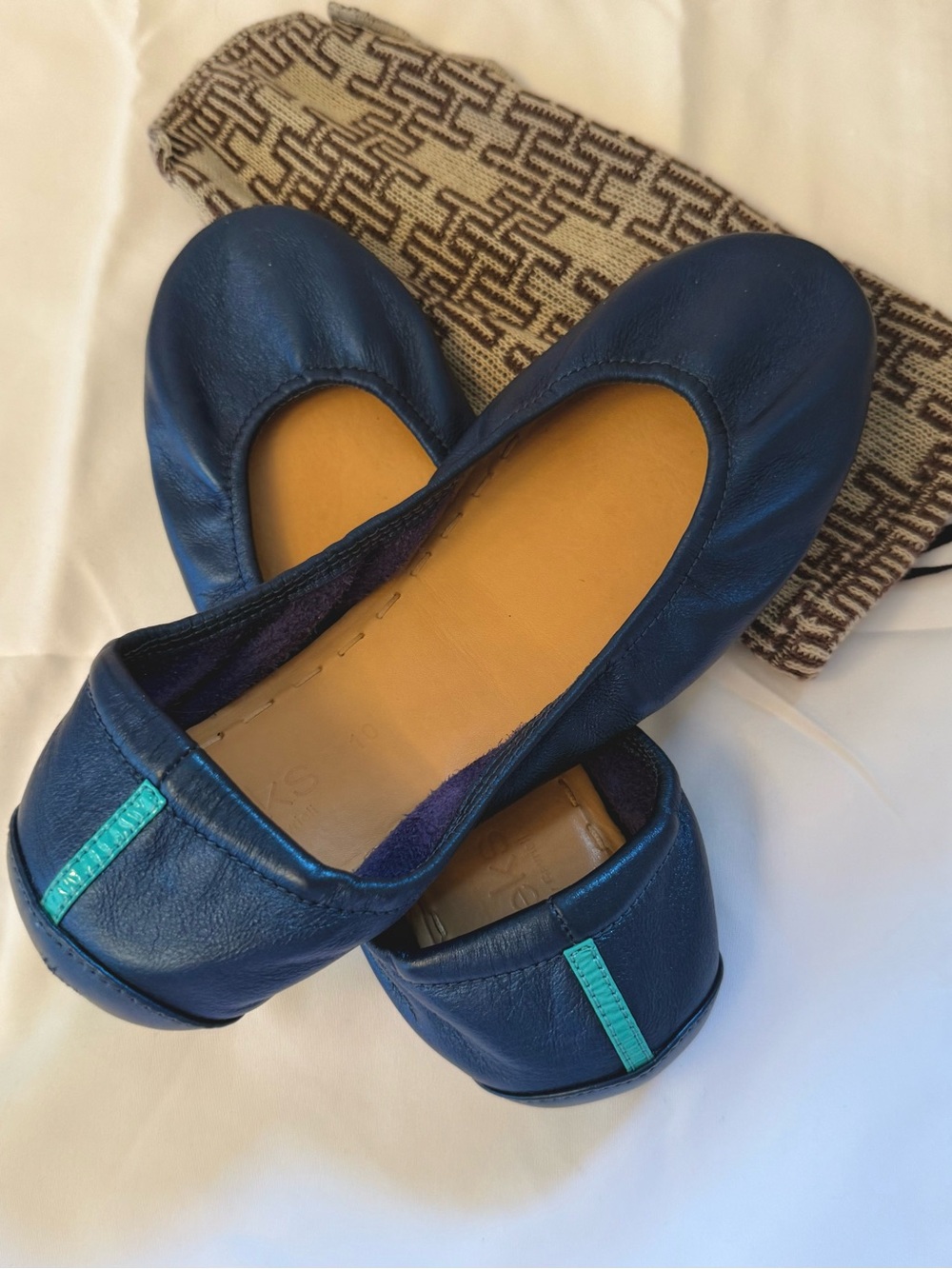 Tieks Metallic Navy Blue Leather Ballet Flats